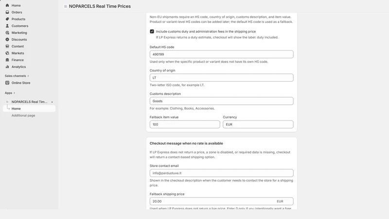 NOPARCELS Real Time Prices
