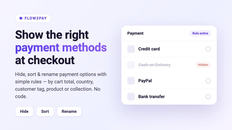 Flow2Pay ‑ Hide Payment Method
