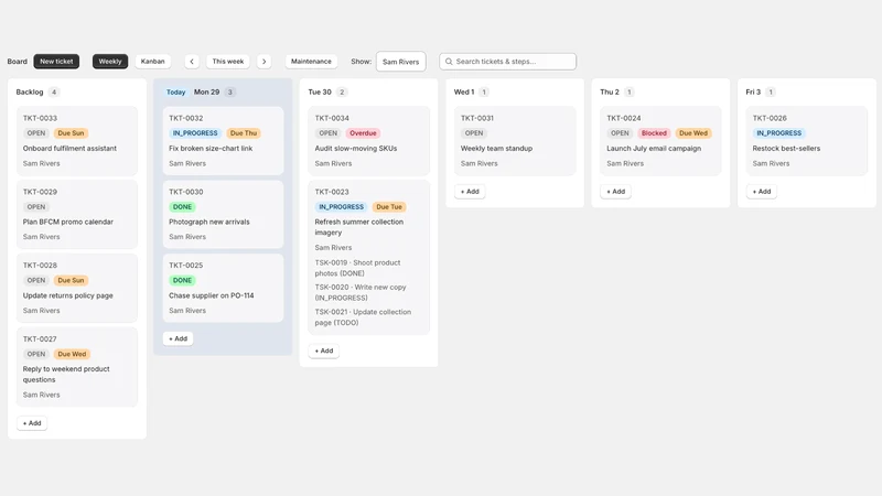 EMRA: Stock Alerts, POs, Tasks