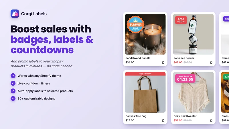 Corgi: Product Labels & Badges