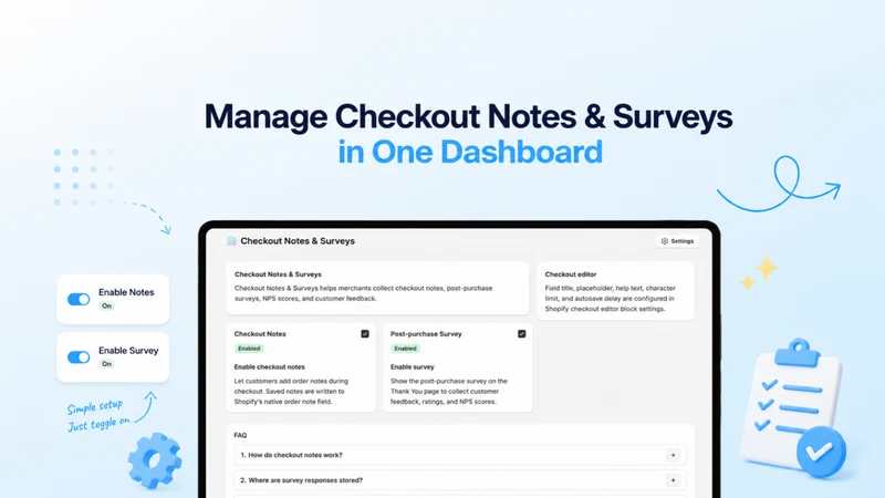 Checkout Notes & Surveys