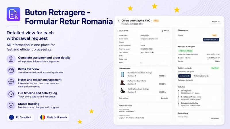 Buton Retragere: Undo My Order