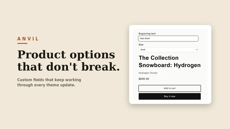 Anvil ‑ Product Options