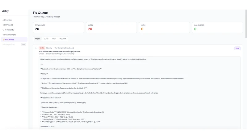 Vialtry — AI Visibility & PDP