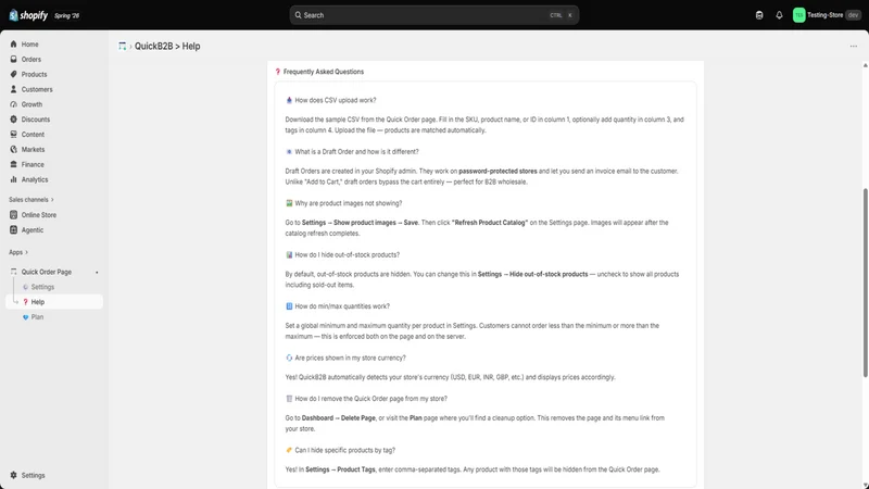 QuickB2B: Quick Order Page