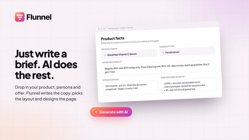 Flunnel AI Landing Page