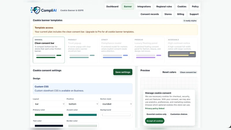 CompliAI Cookie Banner & GDPR