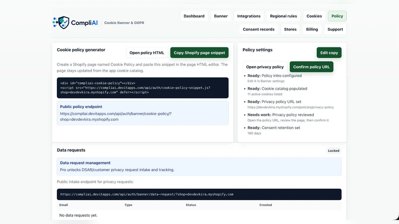CompliAI Cookie Banner & GDPR