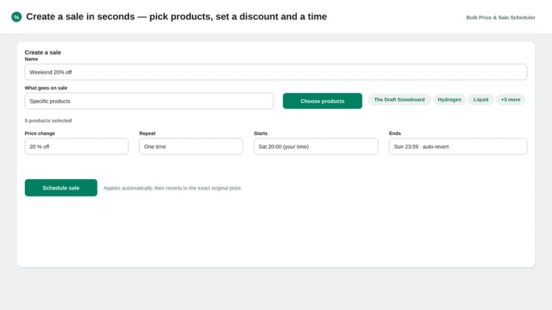 Bulk Price & Sale Scheduler