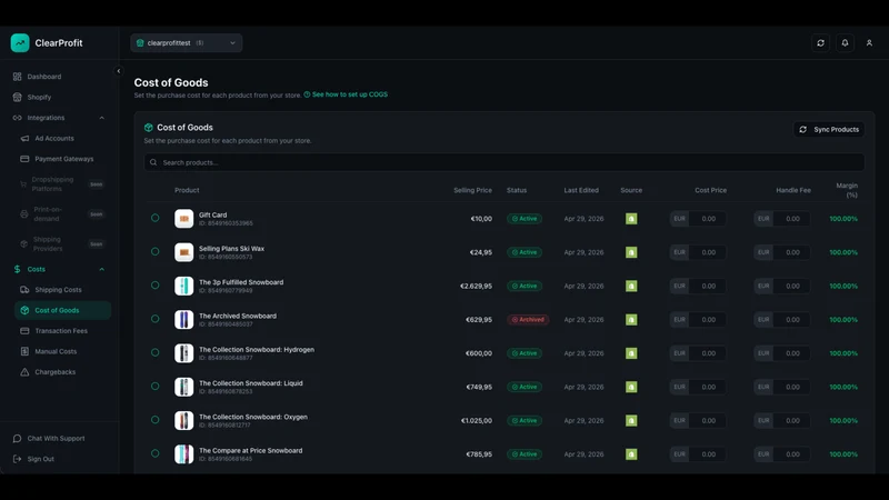 ClearProfit ‑ Profit Tracker