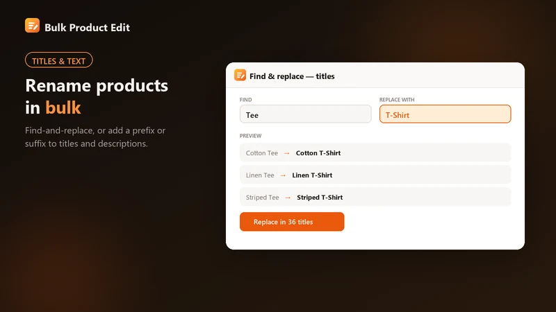Bulk Product Edit