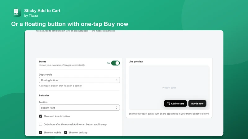 Sticky Add to Cart by Tiwaa