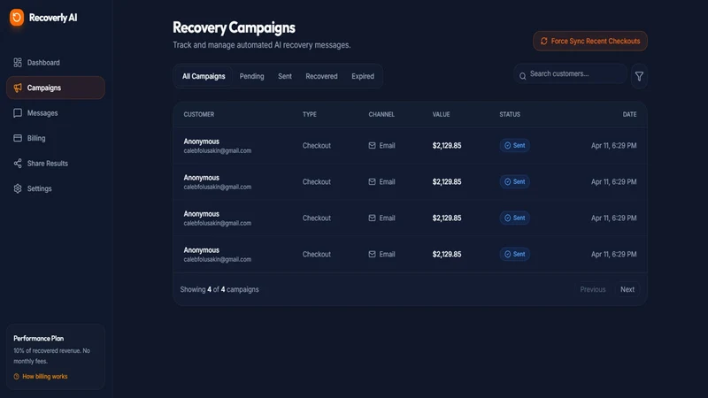 Recoverly: AI Cart Recovery