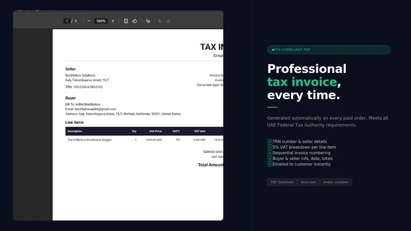 Fatura: UAE VAT Invoicing
