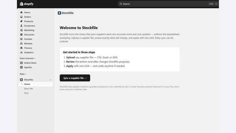 Stockfile: Supplier Stock Sync