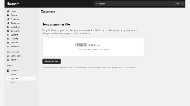 Stockfile: Supplier Stock Sync