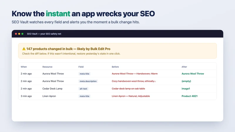 SEO Vault: SEO Backup Restore