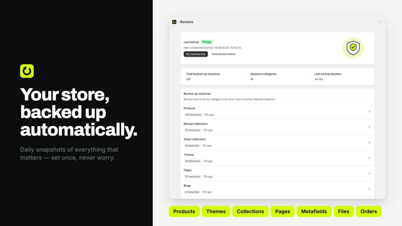 Restora Store Backup & Restore