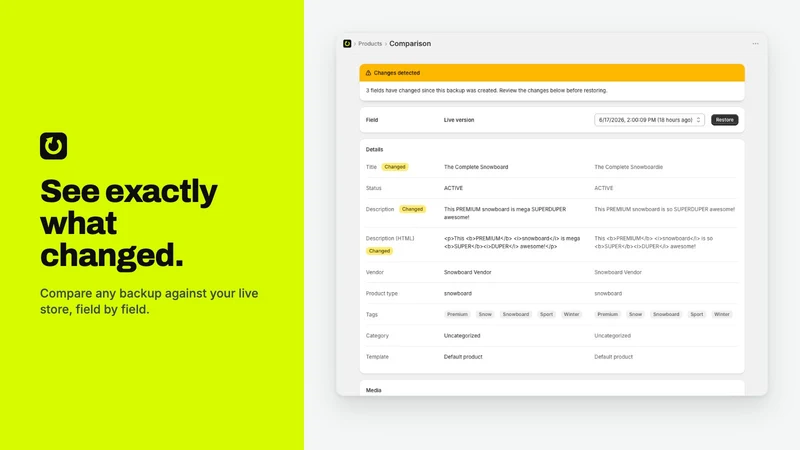 Restora Store Backup & Restore
