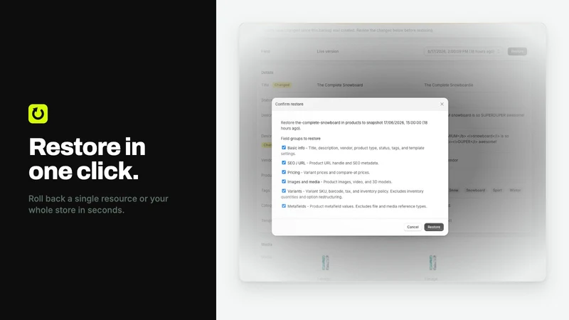 Restora Store Backup & Restore