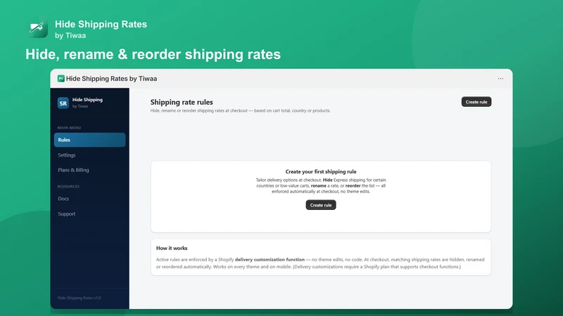 Hide Shipping Rates by Tiwaa