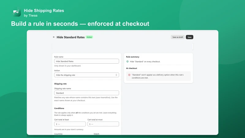 Hide Shipping Rates by Tiwaa