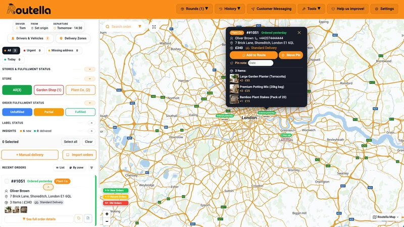 Routella: delivery management
