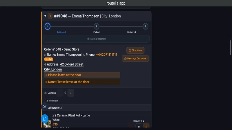 Routella: delivery management