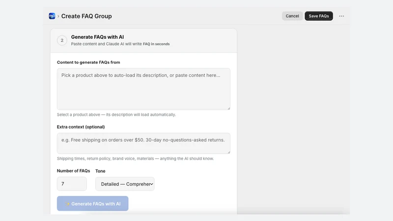 FAQio ‑ Auto FAQ Builder