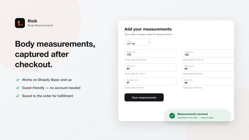 thob body measurements