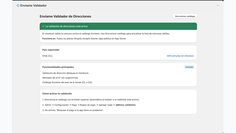 Envíame: Validador direcciones