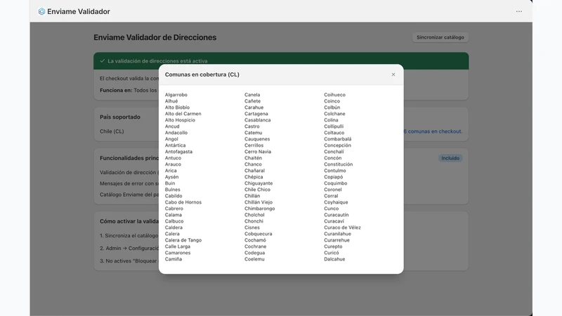 Envíame: Validador direcciones