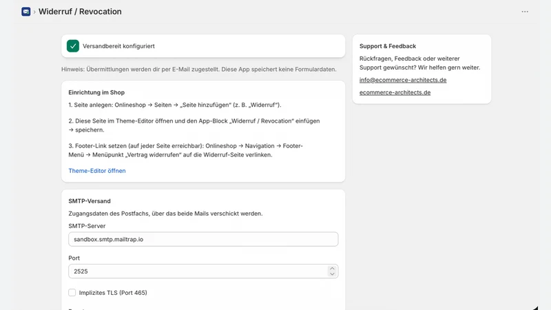 Widerrufsbutton & Mail
