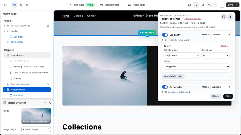 Visi: Hide & Schedule Sections