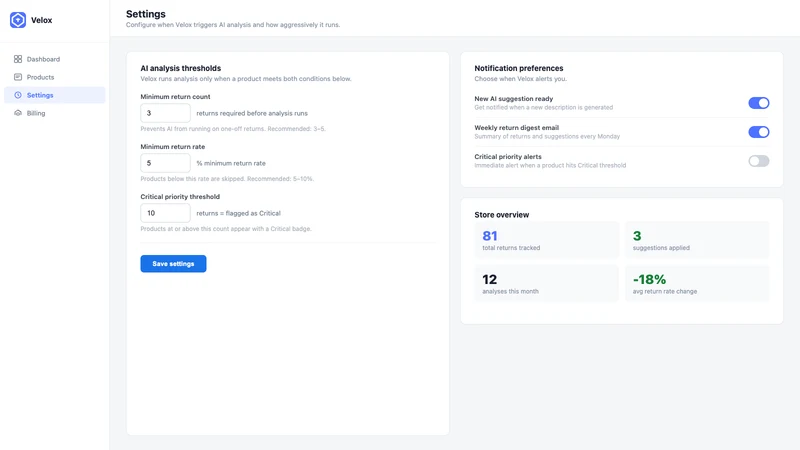 Velox — Return Reducer