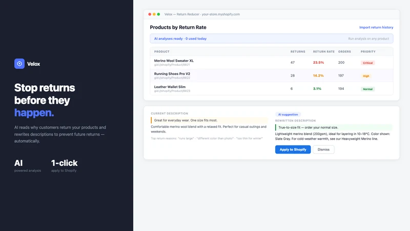 Velox — Return Reducer