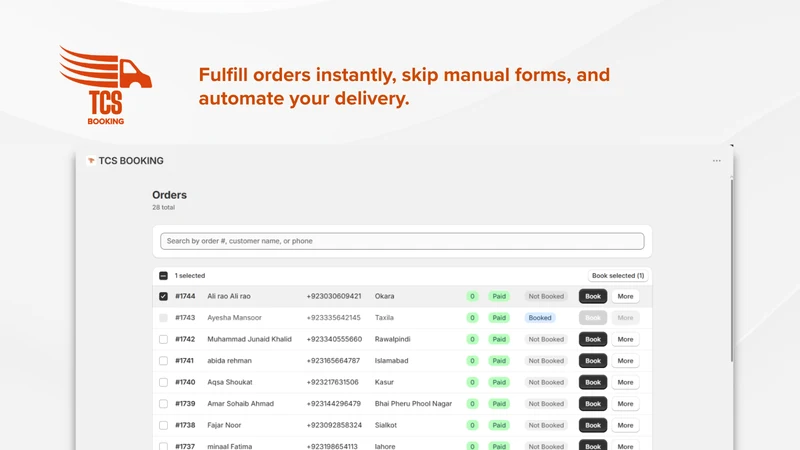TCS Booking – Book in Bulk