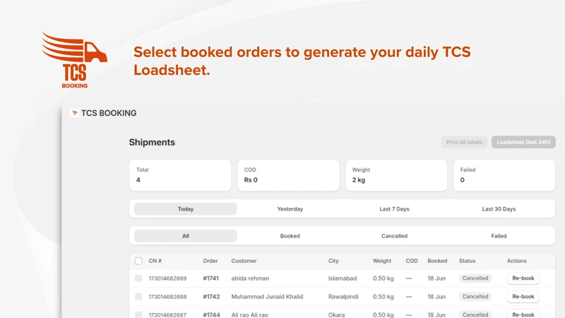 TCS Booking – Book in Bulk