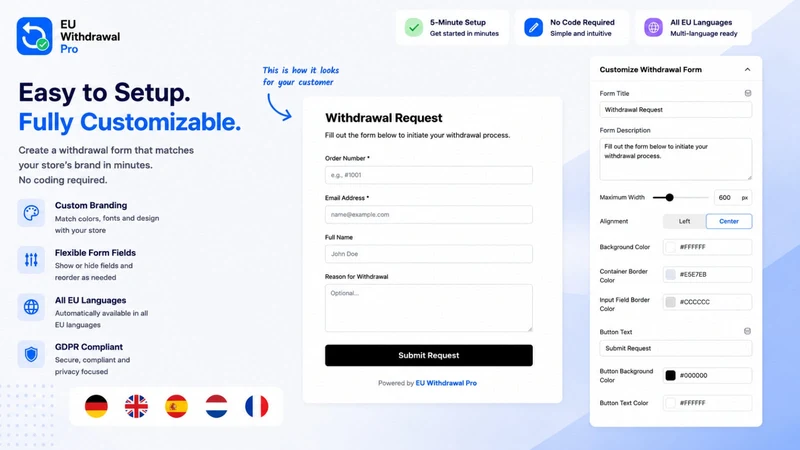 EU Withdrawal Button Form Pro