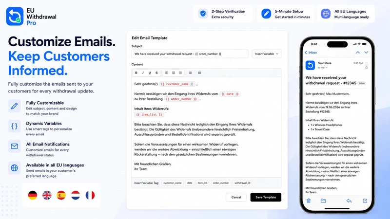 EU Withdrawal Button Form Pro