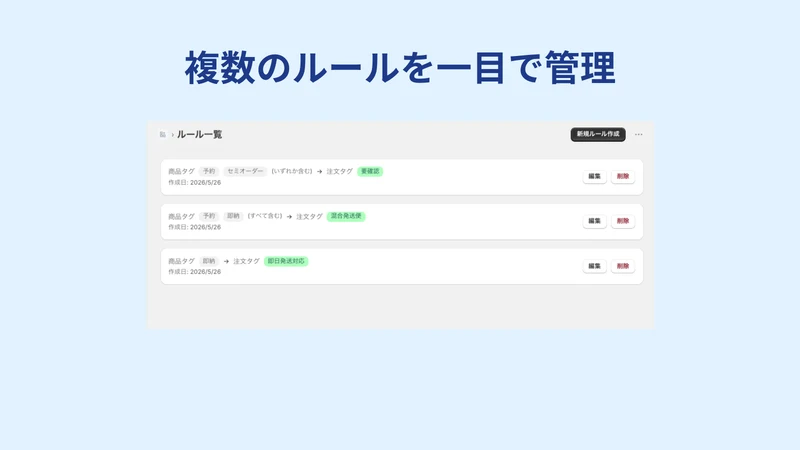 タグでスッキリ注文管理