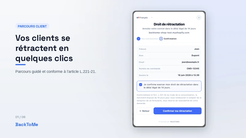 BackToMe : rétractation UE