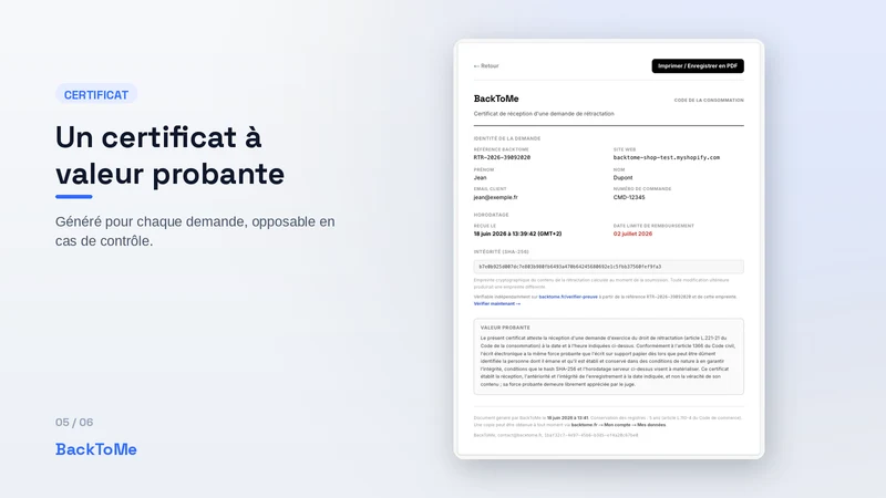 BackToMe : rétractation UE