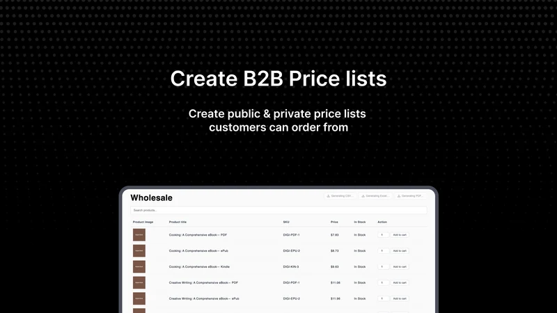 Wholsy: B2B Price List