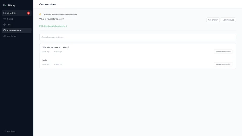 Tilbury: AI Customer Support