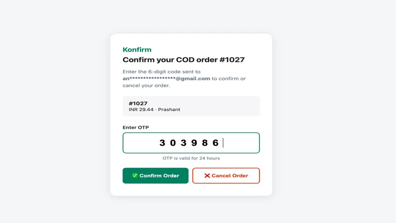 Konfirm COD Order Confirmation