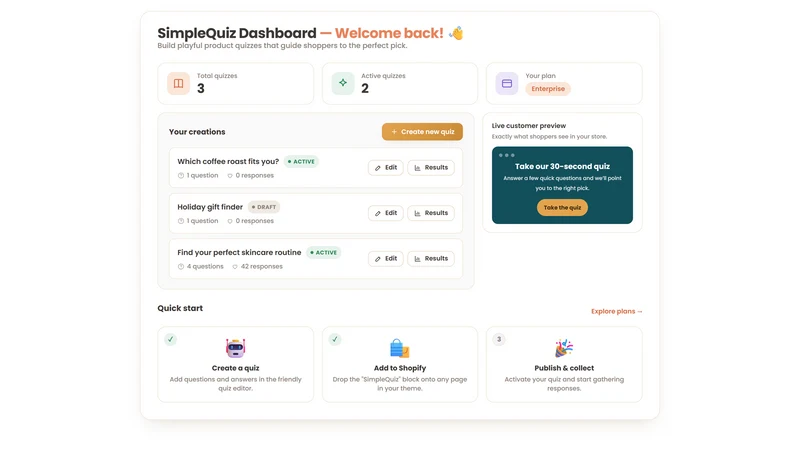 SimpleQuiz: Product Quiz Maker