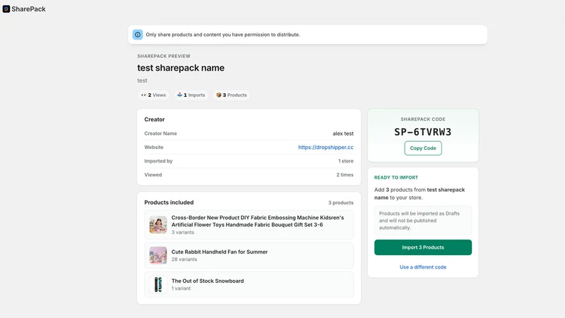 SharePack: Product Packs