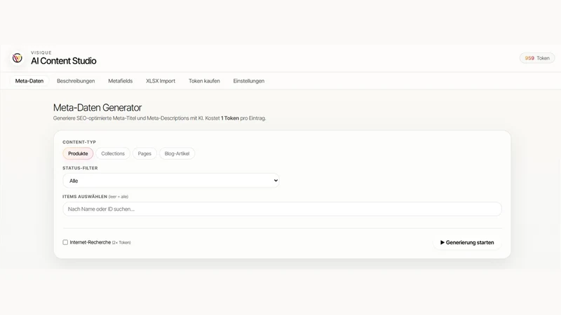 VISIQUE AI Content Studio