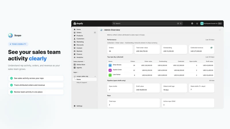 Sales Rep portal B2B Scopo